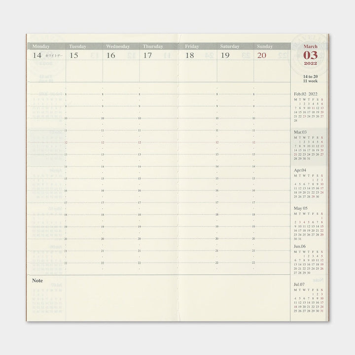 Traveler's Company 2022 Diary Weekly Vertical (Regular) Planners