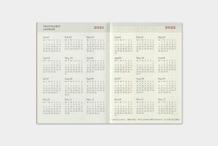 Traveler's Company 2021 Diary Weekly (Passport) Planners