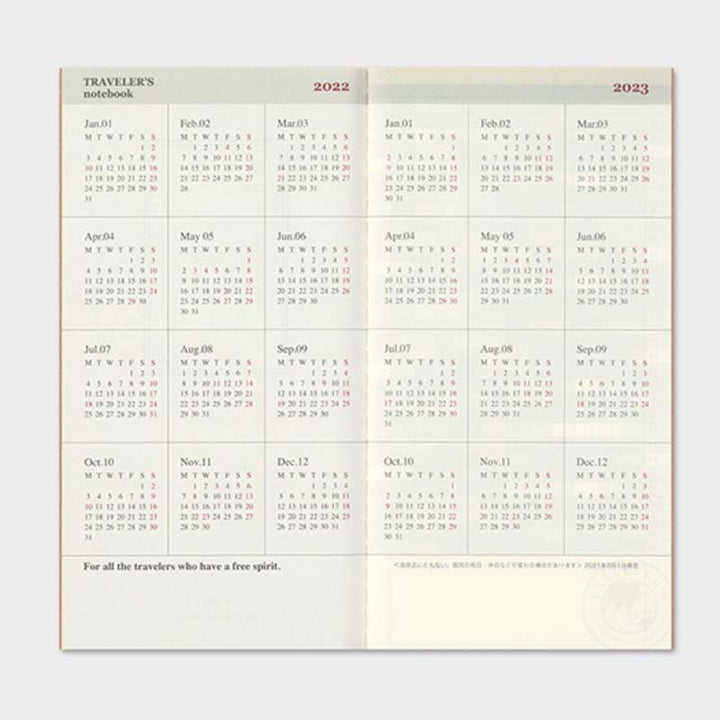 Traveler's Company 2022 Diary Monthly (Regular) Planners