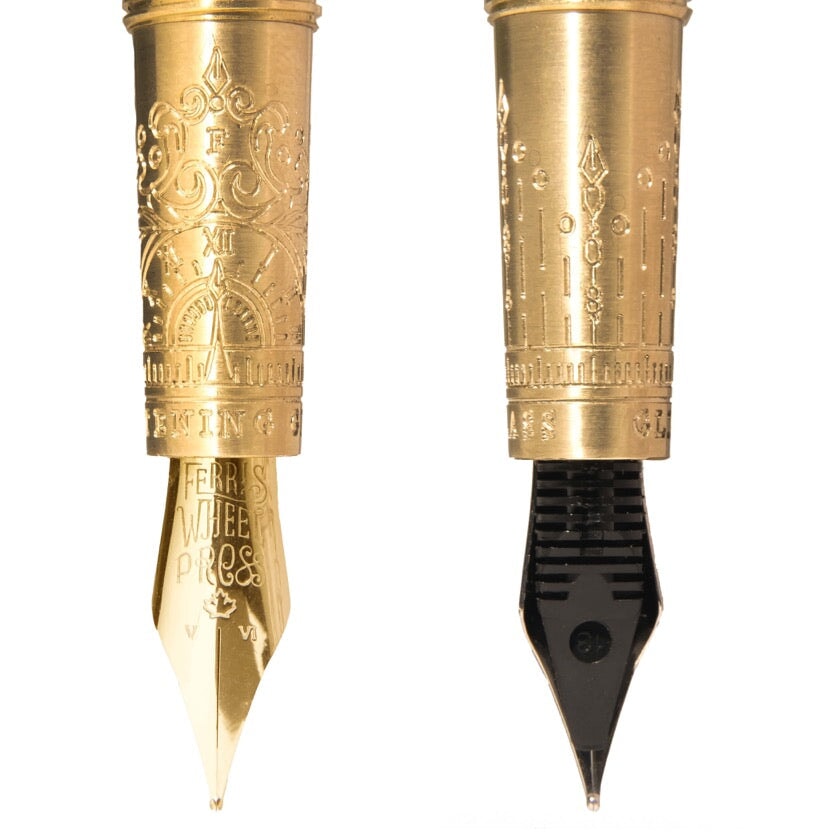 Ferris Wheel Press Brush Fountain Pen - Glistening Glass Gold Nib (Medium) LE &