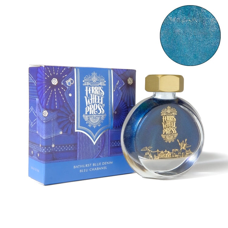 Ferris Wheel Press Bathurst Blue Denim (Shimmer) - 2ml Ink Sample