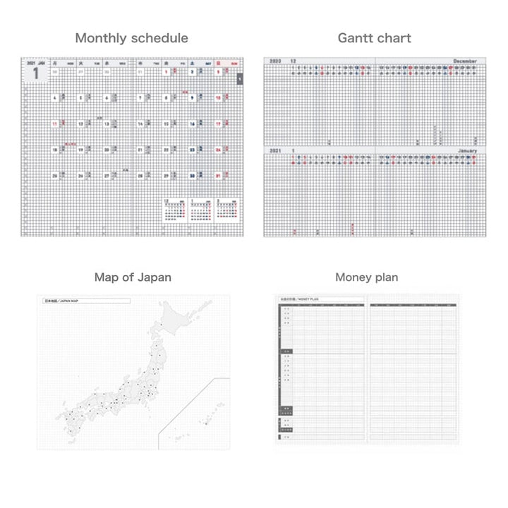 Kokuyo Jibun Biz Techo 2021 Planner - A5 Slim (Matte Black) Planners