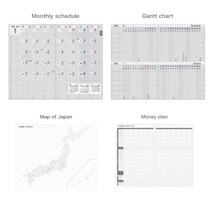 Kokuyo Jibun Biz Techo 2021 Planner - A5 Slim (Matte Navy) Planners