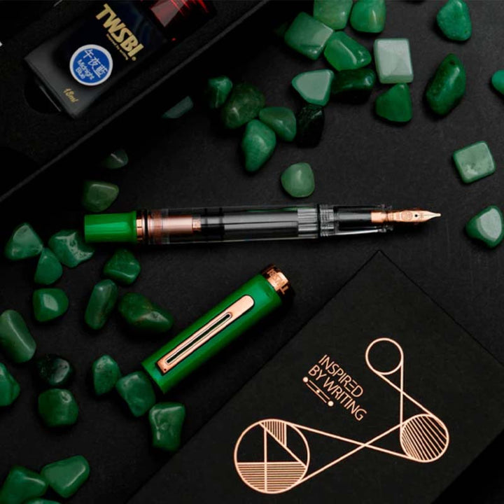 TWSBI ECO-T Pen and Ink Set (Royal Jade / Rose Gold) - Stub 1.1mm Fountain Pen