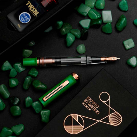 ECO-T Pen and Ink Set (Royal Jade / Rose Gold) - Broad