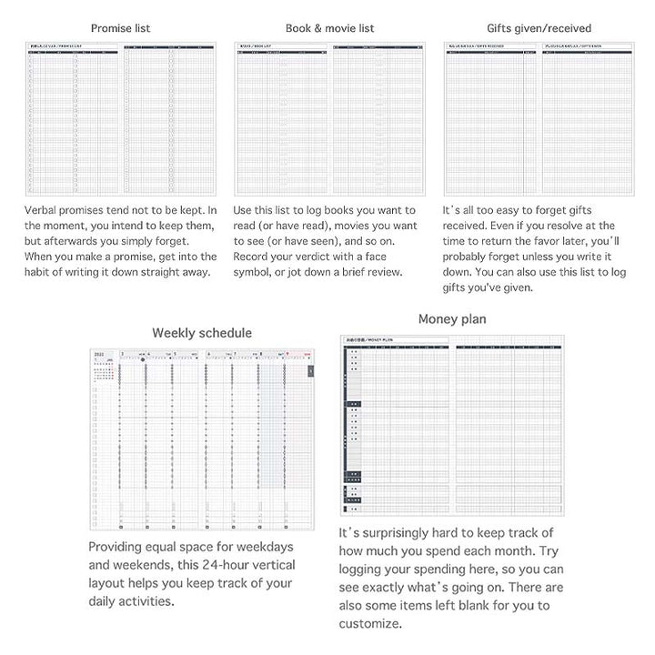 Kokuyo Jibun Biz Techo 2022 Planner - A5 Slim (Matte Black) Planners