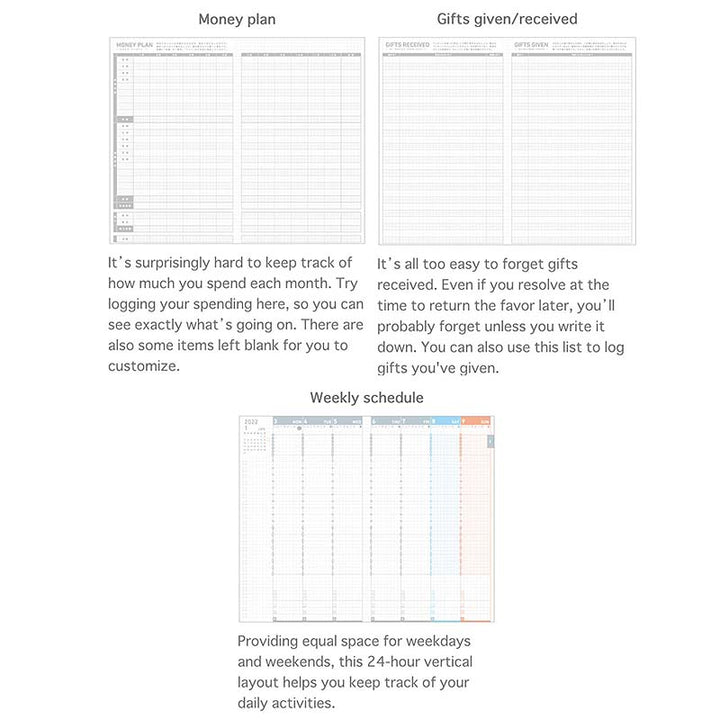 Kokuyo Jibun Techo 2022 Planner 3-in-1 Kit - A5 Slim (White) Planners