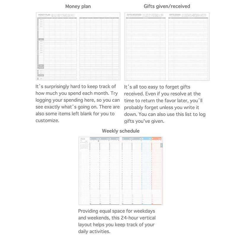 Kokuyo Jibun Techo 2022 Planner 3-in-1 Kit - A5 Slim (Indigo) Planners